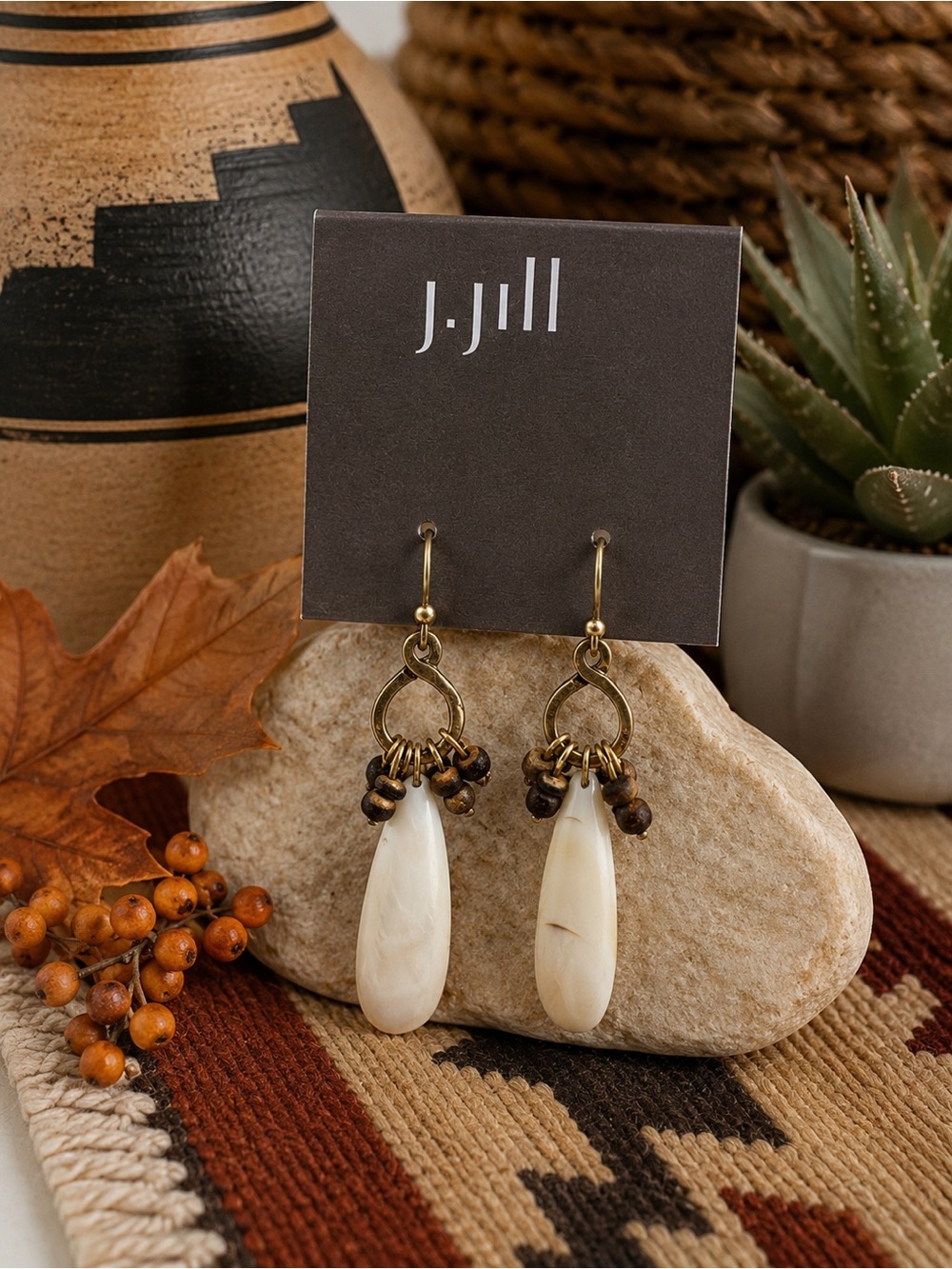 J.Jill Boho Ivory Teardrop Dangle Earrings (BR1111/3)